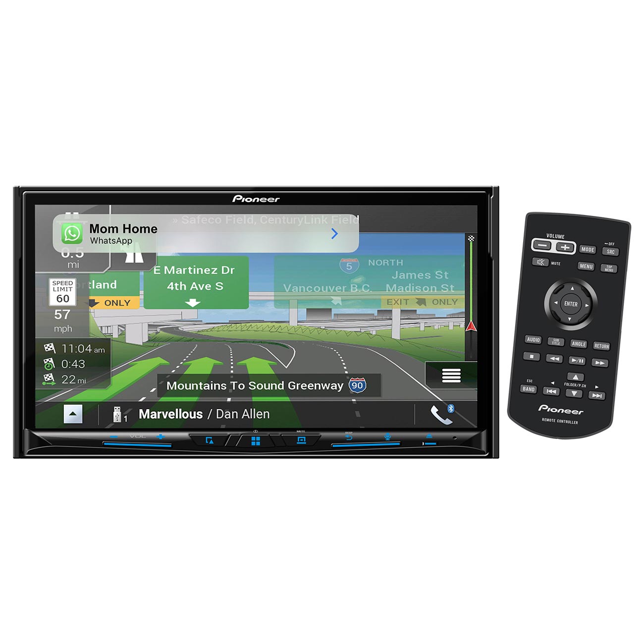 Pioneer Double DIN Fixed Face 7″ Fixed Face Touchscreen DVD HD Radio Receiver, GPS Navigation, Amazon Alexa & Bluetooth