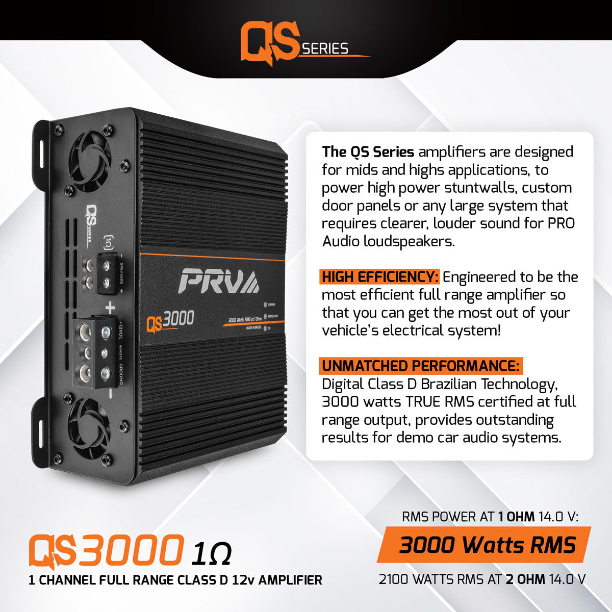 PRV QS3000 2 Ohm Amplifier